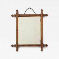 Small Faux Bamboo Carved Frame Mirror England 1940s - 4392455