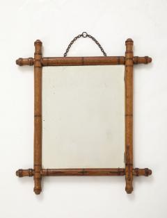 Small Faux Bamboo Carved Frame Mirror England 1940s - 4392463