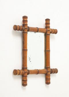 Small Faux Bamboo Carved Frame Mirror England 1940s - 4386771