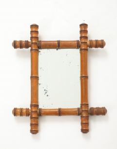 Small Faux Bamboo Carved Frame Mirror England 1940s - 4392456