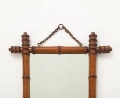 Small Faux Bamboo Carved Frame Mirror England 1940s - 4387355