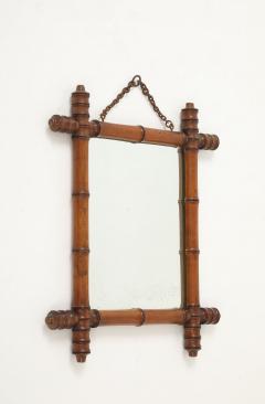 Small Faux Bamboo Carved Frame Mirror England 1940s - 4387360