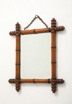 Small Faux Bamboo Carved Frame Mirror England 1940s - 4387361