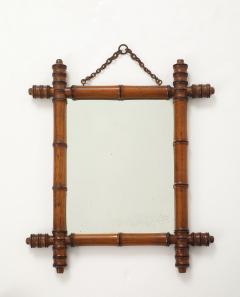 Small Faux Bamboo Carved Frame Mirror England 1940s - 4392460