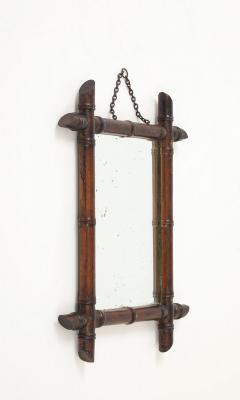 Small Faux Bamboo Carved Frame Mirror England 1940s - 4387346