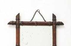 Small Faux Bamboo Carved Frame Mirror England 1940s - 4387352