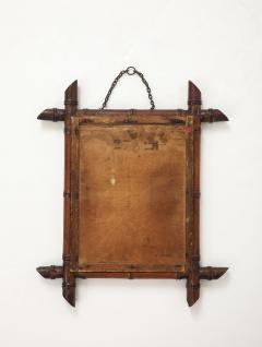 Small Faux Bamboo Carved Frame Mirror England 1940s - 4387353