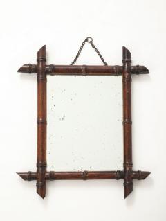 Small Faux Bamboo Carved Frame Mirror England 1940s - 4392461