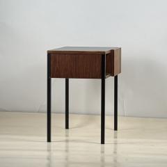 Small French 50s Teak and Black Laminate Night Stand or Side Table - 3910660