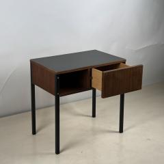 Small French 50s Teak and Black Laminate Night Stand or Side Table - 3910662