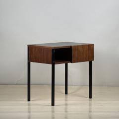 Small French 50s Teak and Black Laminate Night Stand or Side Table - 3910666