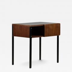 Small French 50s Teak and Black Laminate Night Stand or Side Table - 3912112