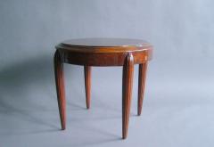 Small French Art Deco Round Mahogany Side Table - 370836