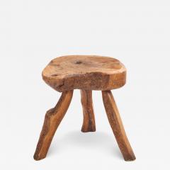 Small French Rustic Hardwood Table or Stool C 1950 - 4734957