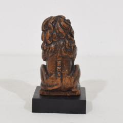 Small Hand Carved Oak Lion Sculpture with Coat of Arms France Circa 1650 1750 - 4485920