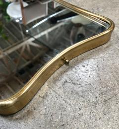 Small Italian Minimal Curvilinear Brass Mirror 1950s - 988228