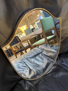 Small Italian Shield Mirror with Brass Trim 1950s - 4466850