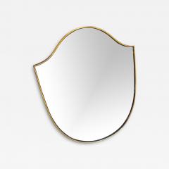 Small Italian Shield Mirror with Brass Trim 1950s - 4466979