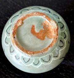 Small Korean Celadon Ceramic Vase with Slip Inlay Goryeo Dynasty - 4104990