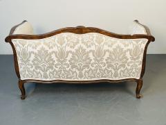 Small Louis XV Mahogany Carved Settee Sofa Floral Silk Upholstery - 3350781