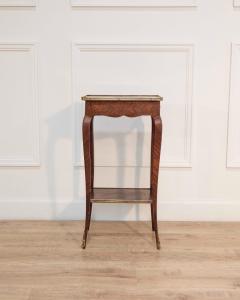 Small Louis XV Style Marquetry Side Table with Floral Inlay France - 4451701