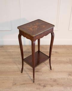 Small Louis XV Style Marquetry Side Table with Floral Inlay France - 4451704