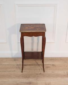 Small Louis XV Style Marquetry Side Table with Floral Inlay France - 4451776