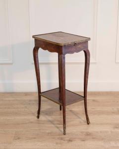 Small Louis XV Style Marquetry Side Table with Floral Inlay France - 4451782