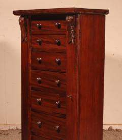 Small Mahogany Semainier Called Wellington Chest From 19th Century In Mahogany - 2989828