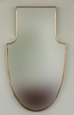 Small Mid Century Italian Brass Shield Shaped Mirror - 4096362