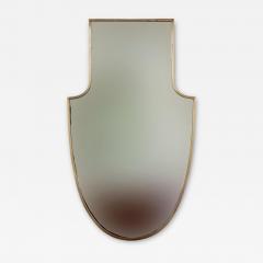 Small Mid Century Italian Brass Shield Shaped Mirror - 4101437