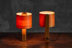 Small Mid Century Veneer Table Lamps 1960s - 4606587