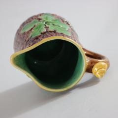 Small Minton Majolica Oak Jug Pitcher with Snail Handle - 2190342