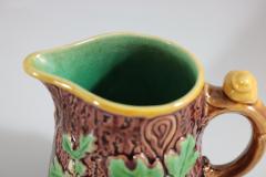 Small Minton Majolica Oak Jug Pitcher with Snail Handle - 2190345