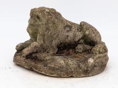 Small Recumbent Lion Reconstituted Stone English Mid 20th C  - 3725658