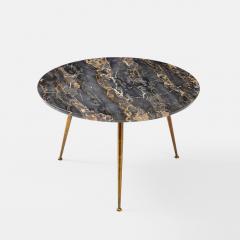 Small Round Tripod Coffee Table in Black Portoro Marble and Brass - 2834519