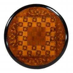 Small Round Victorian Game Table Inlaid Chess Board English circa 1890 - 4250892
