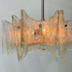 Small Swedish Mid Century Modern Chandelier Pendant Slumped Glass and Brass - 3069867
