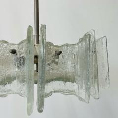 Small Swedish Mid Century Modern Chandelier Pendant Slumped Glass and Brass - 3069871