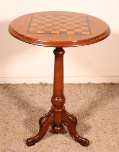 Small Tripod Table Gueridon With A Checkerboard Top 19th Century - 3864055