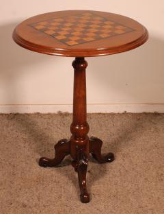 Small Tripod Table Gueridon With A Checkerboard Top 19th Century - 3864056