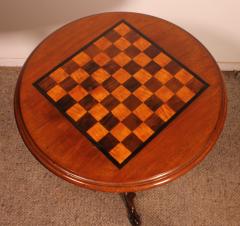 Small Tripod Table Gueridon With A Checkerboard Top 19th Century - 3864061