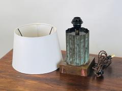 Small Verdigris Bronze and Brass Neoclassical Column Lamp - 4722368