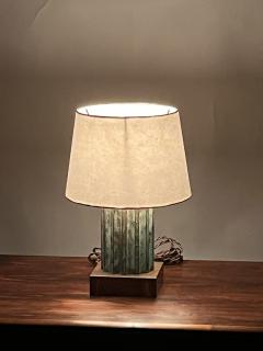 Small Verdigris Bronze and Brass Neoclassical Column Lamp - 4722370