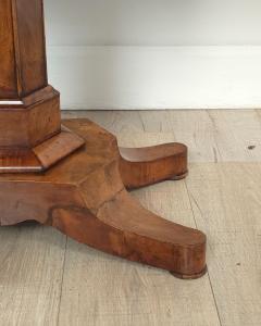 Small Victorian Burl Walnut Pedestal Table England circa 1870 - 4154681
