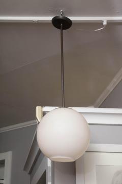Small Vintage Milk Glass Globe Pendant with Antique Brass Canopy - 1664138