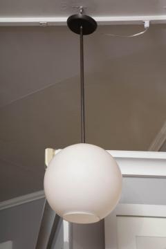 Small Vintage Milk Glass Globe Pendant with Antique Brass Canopy - 1664140