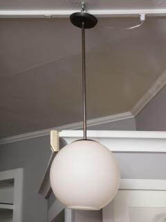 Small Vintage Milk Glass Globe Pendant with Antique Brass Canopy - 1664141