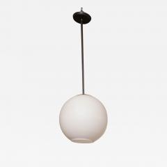 Small Vintage Milk Glass Globe Pendant with Antique Brass Canopy - 1833019