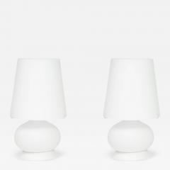 Small White Glass Table Lamps by Max Ingrand for Fontana Arte Model 1853 Italy - 2970864